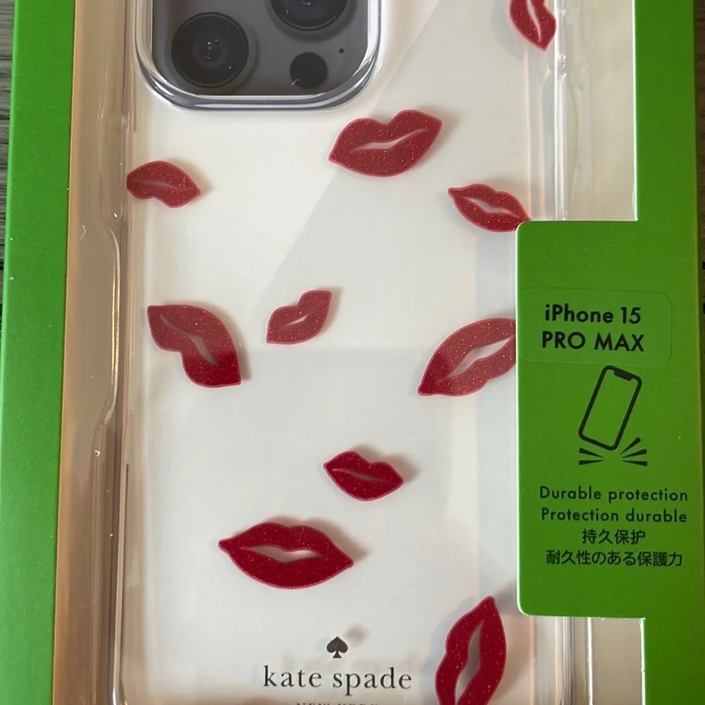 NIP♠️🆕Kate Spade ♠️ 🆕 Lip Toss Printed iPhone 15 Pro Max Case 💋♠️
